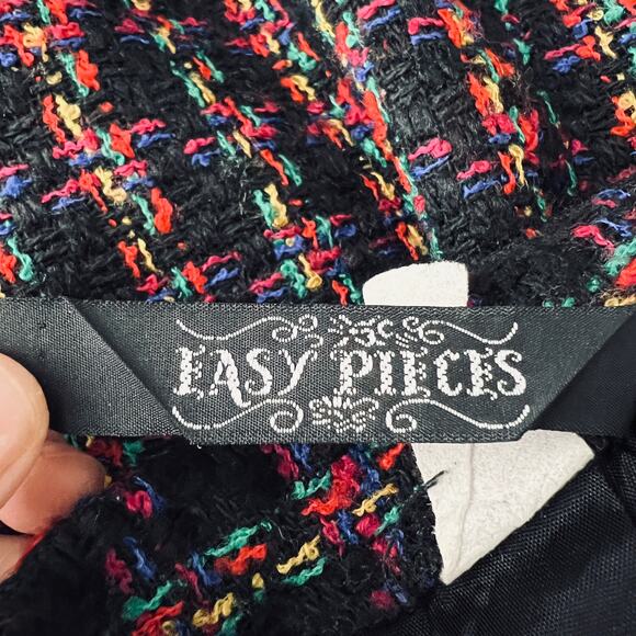 Easy Pieces US 6 American VINTAGE Wool Blend Black Neon Tweed Mini Pencil Skirt - Picture 8 of 9